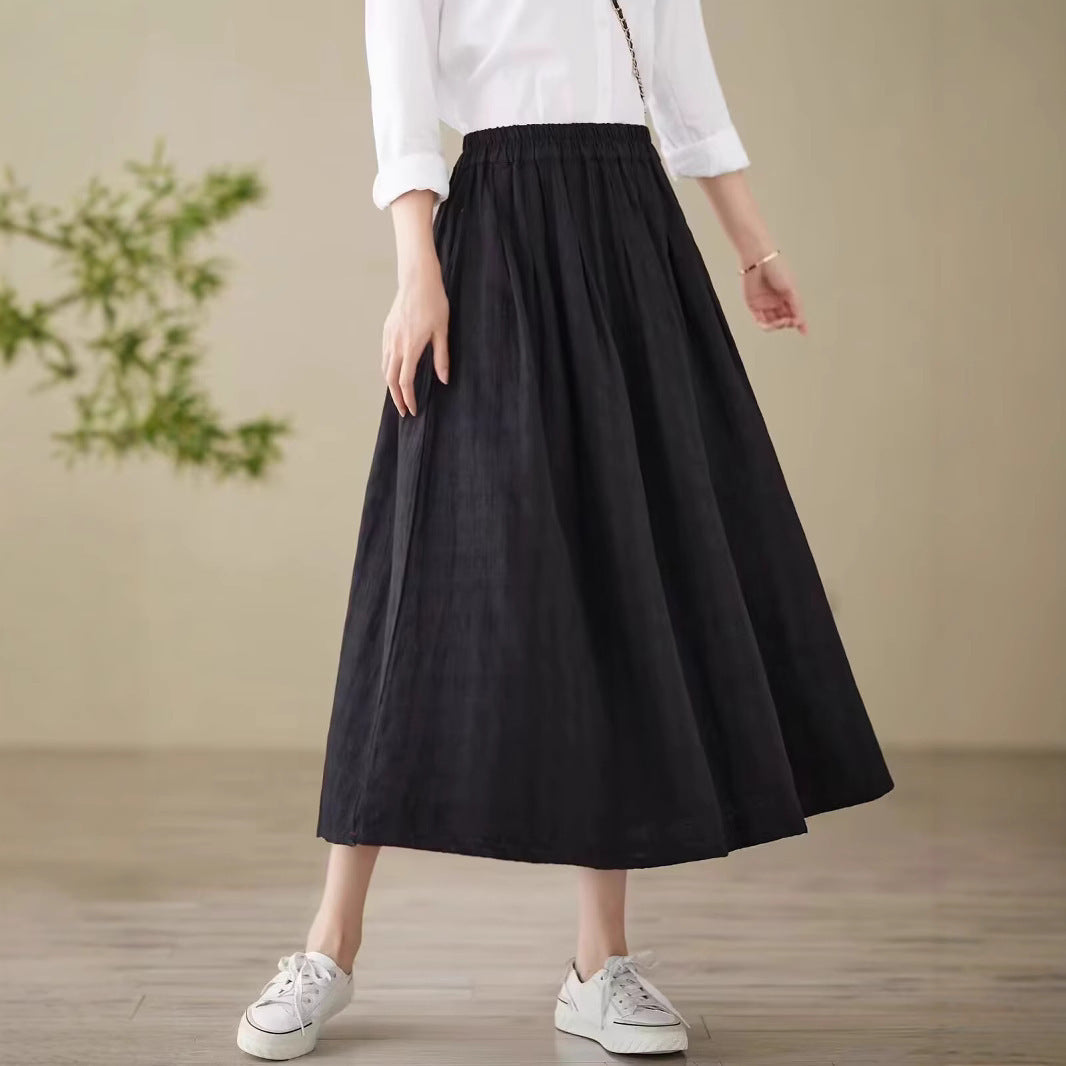Womens Flared A-Line Artistic Retro High-Waisted Skirt