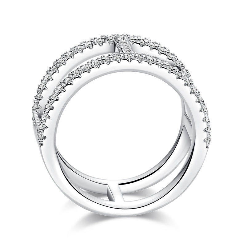 Light Chain Trendy Ring - Set With Top-quality Moissanite S925 Silver And Platinum-plated Diamond Wedding Ring. The Ring Can Be Inspected With A Diamond Pen