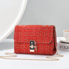 Woolen Twist Lock Shoulder Bag Versatile Women's Bag Gold Silk Contrast Color