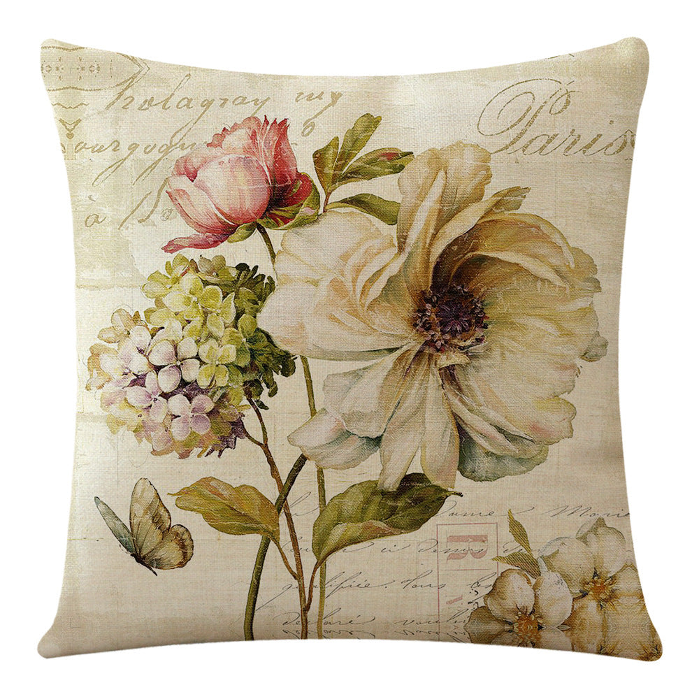 Flowers And Plants Flax Pillow Cover Ocean Series