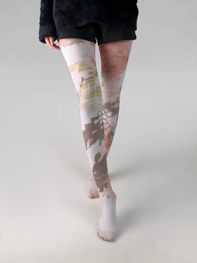 Japanese Color Rose Printed Pantyhose
