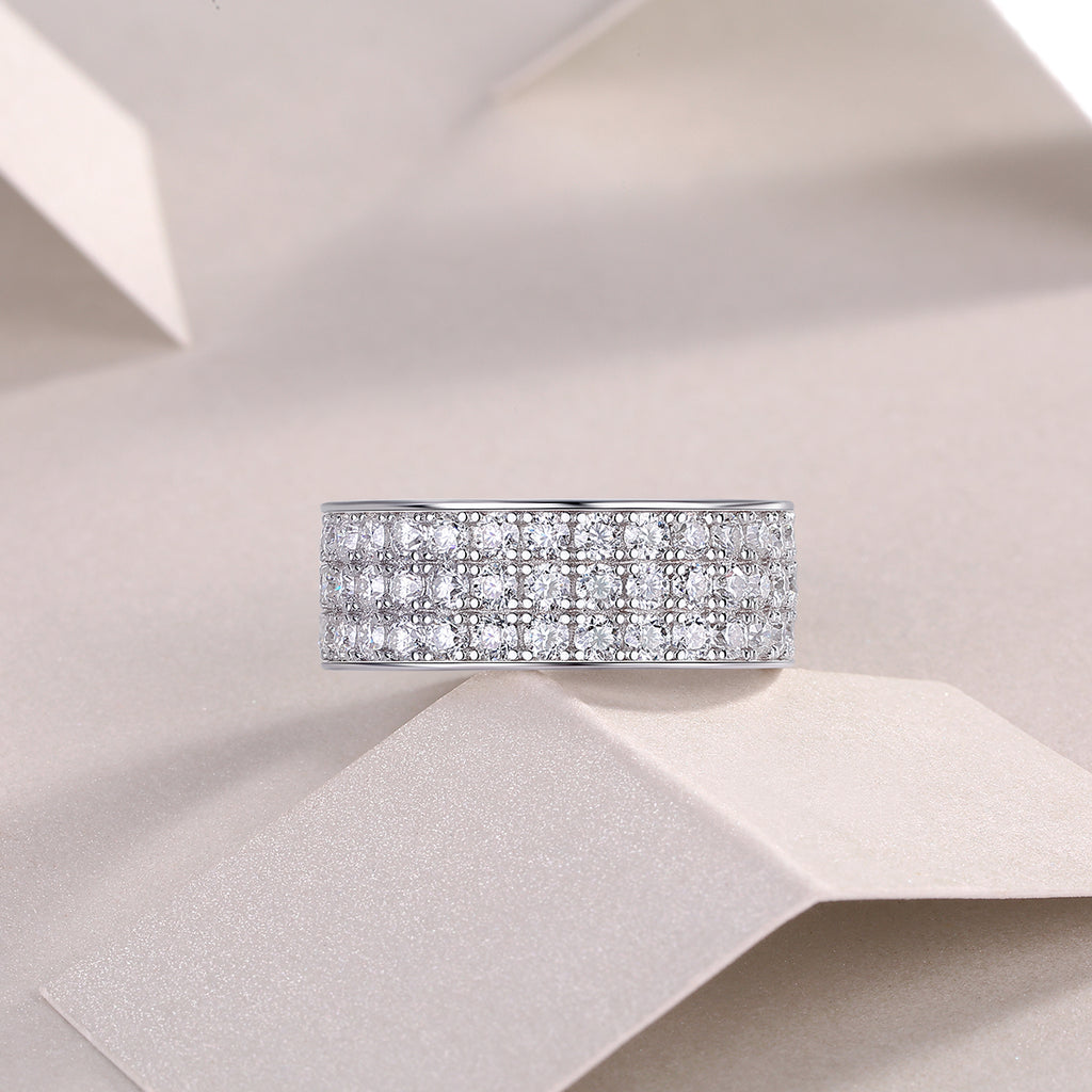 Star Dream - A Wedding Ring Set With Top-quality Moissanite S925 Silver And Platinum-plated Diamond Can Be Tested With A Diamond Pen