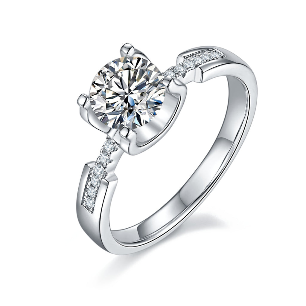 The Shield Of Light - A Wedding Ring Set With 1-carat Top-quality Moissanite S925 Silver And Platinum-plated Diamond. The Ring Can Be Inspected With A Diamond Pen