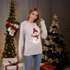 Cute Snowman Embroidered Pullover Sweater For Women