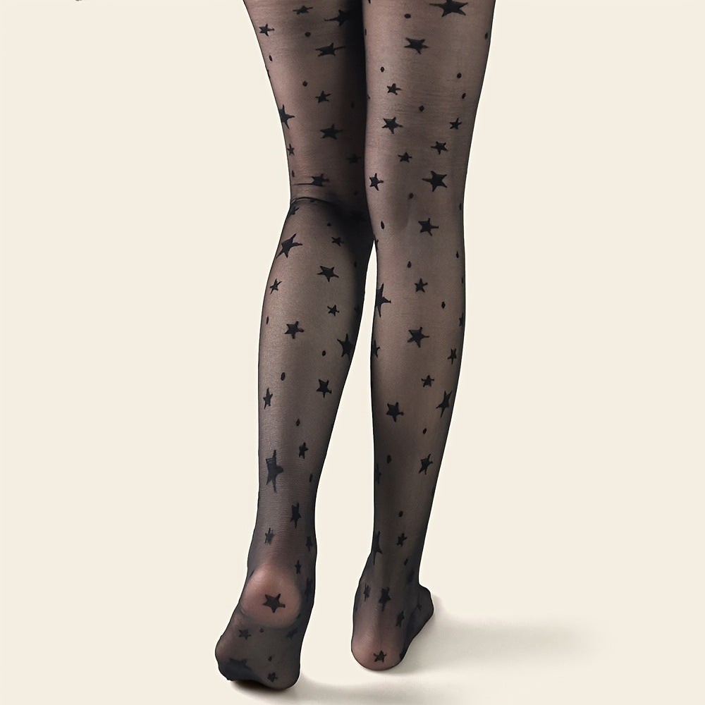 Polka Dot Star Jacquard Women's Pantyhose
