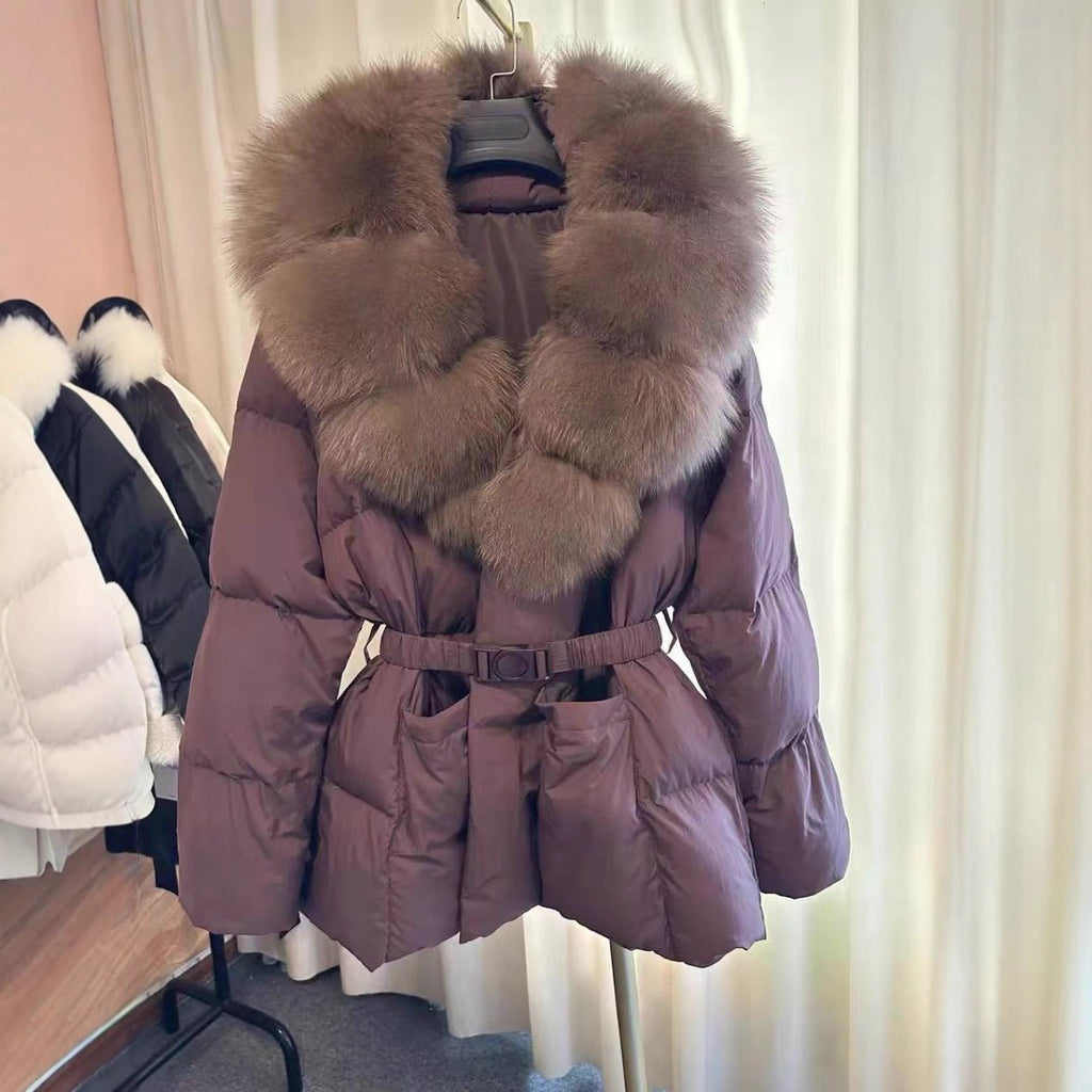 Waist Slimming Fox Fur Fur Women's Warm Coat