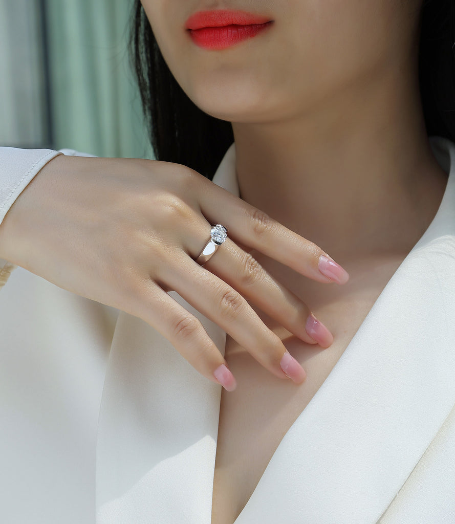 A Lifetime's Love - A Wedding Ring Set With Top-quality Moissanite S925, Silver And Platinum-plated. The Ring Can Be Tested With A Diamond Pen