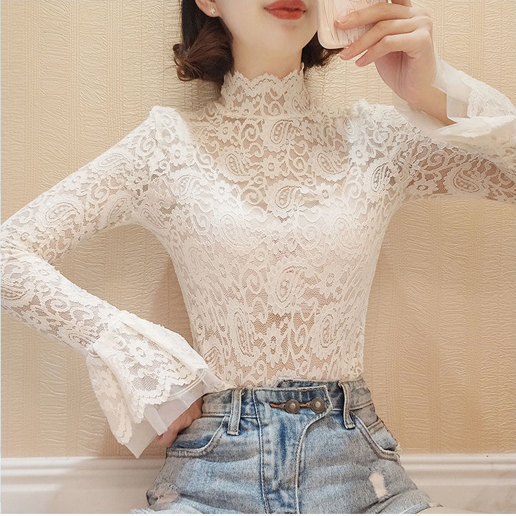 Fleece-lined Thickened Horn Lace Underwear Turtleneck