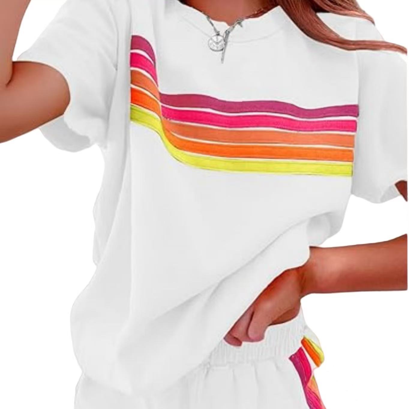 Simple Contrast Color Fashion Casual Set Women