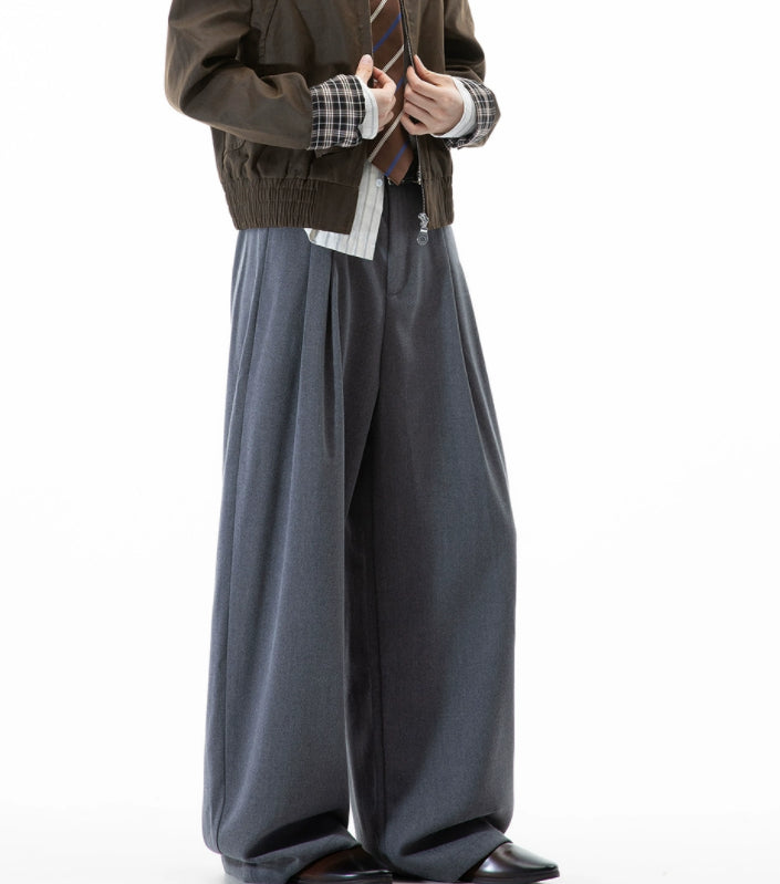Loose Straight Leg Pleated Pants For Fall And Winter