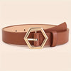 Women's Hexangular Star Irregular Gold Buckle PU Belt