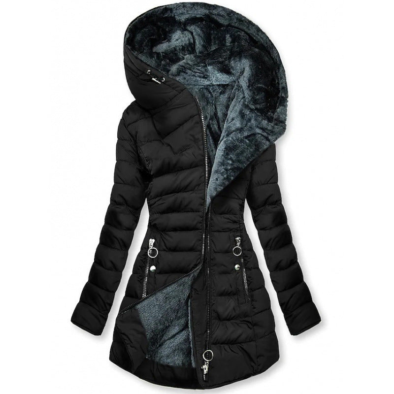 Fashion Long-sleeve Zipper Cotton-padded Coat Women