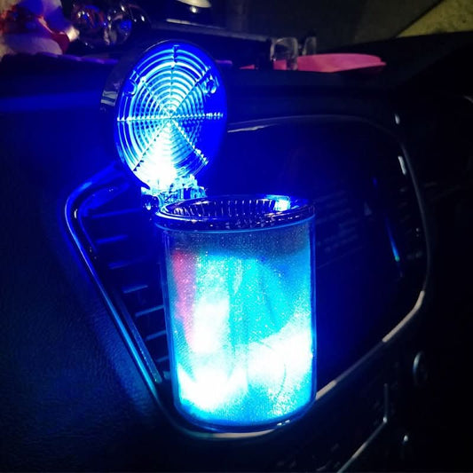 Car Ashtray With LED Light RGB Ambient Light Cigarette Cigar Ash Tray Container Trash Can Portable Ashtray Auto Accessories - Eshtree