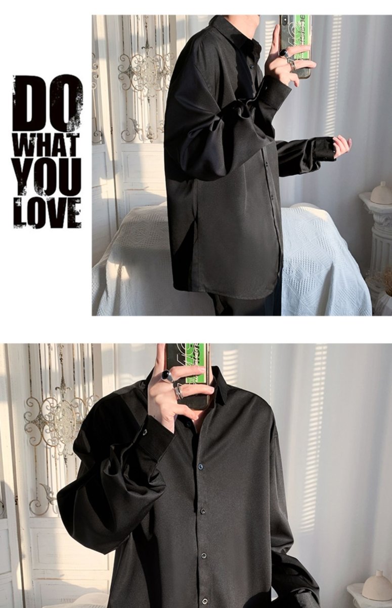 Casual Ice Silk Draping Long Sleeve Ruoshuai Loose All - matching Shirt - Eshtree