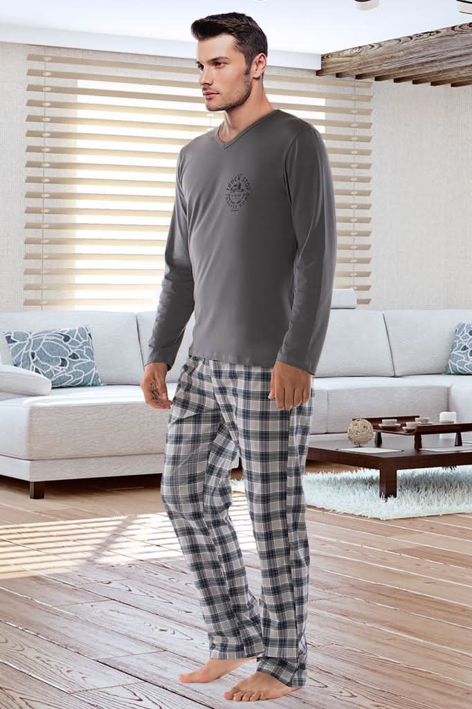 Casual Long - sleeved Men's Cotton Pajamas Suit - Eshtree