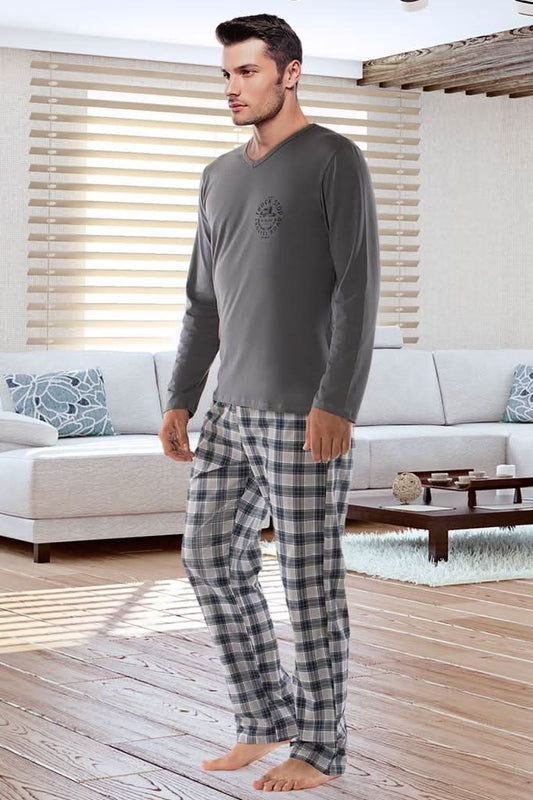 Casual Long - sleeved Men's Cotton Pajamas Suit - Eshtree