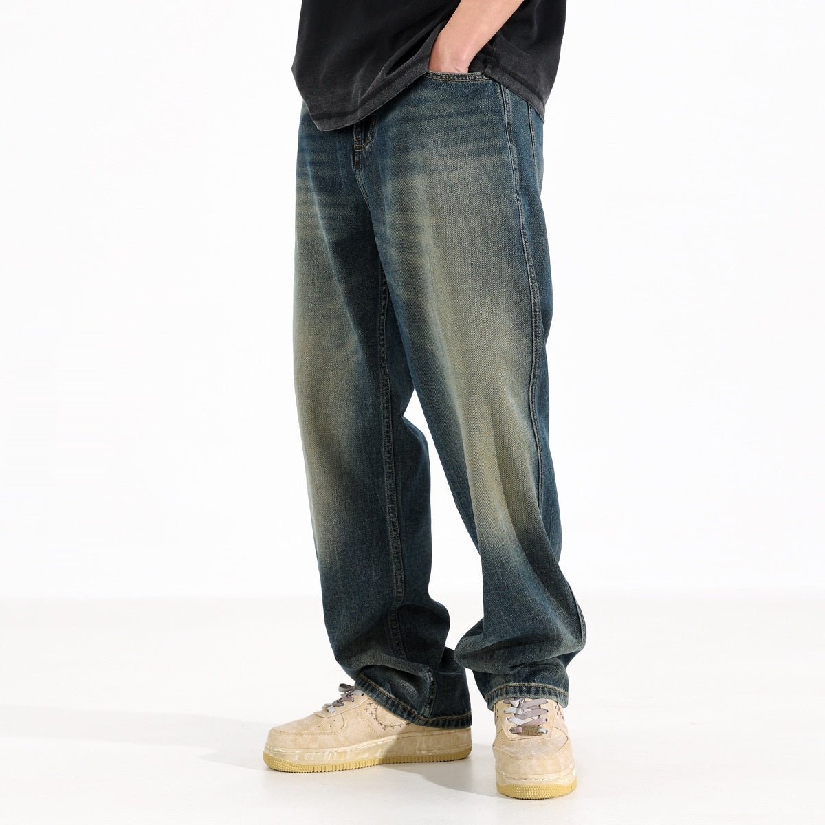 Casual Loose Drooping Straight Jeans For Men Spring - Eshtree