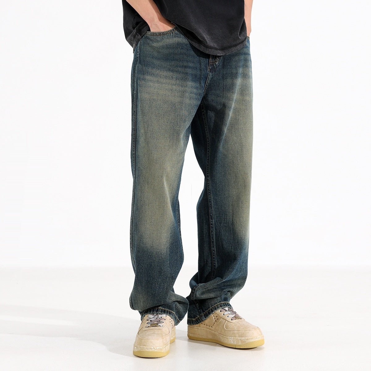 Casual Loose Drooping Straight Jeans For Men Spring - Eshtree