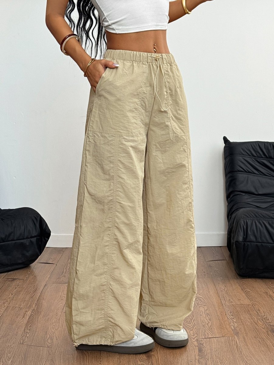 Casual Simple Drawstring Straight - leg Trousers - Eshtree