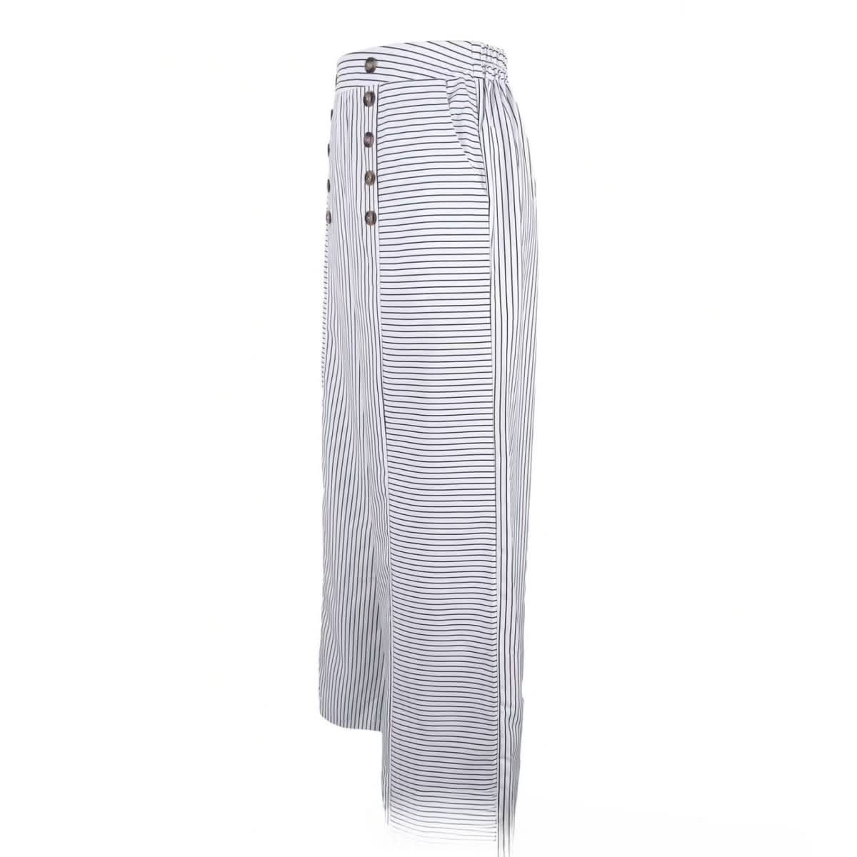 Casual Striped Button - up Wide - leg Pants - Eshtree