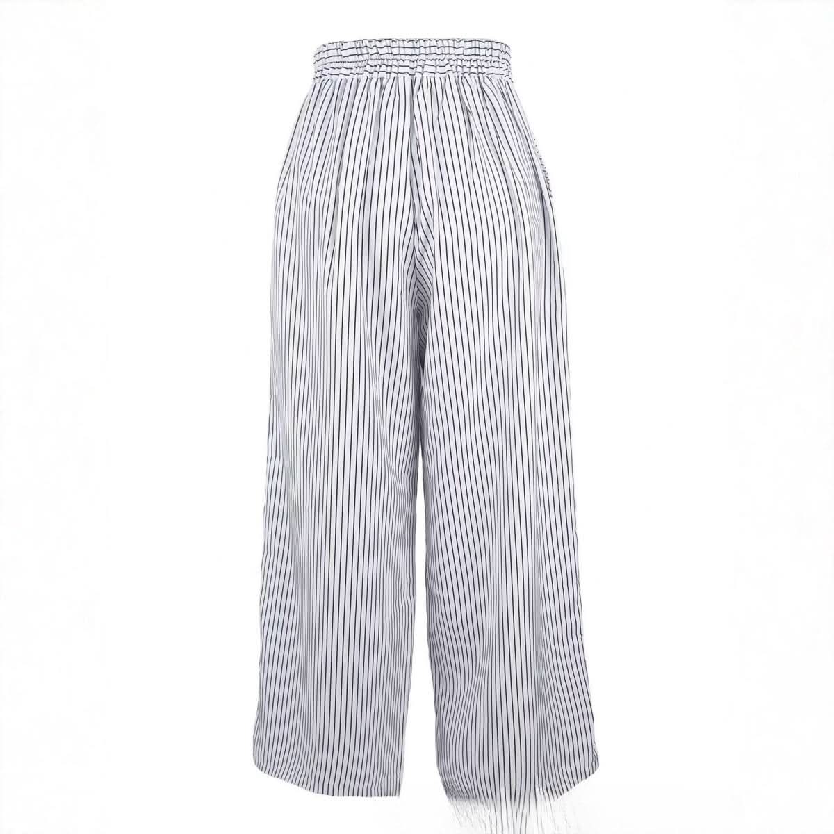 Casual Striped Button - up Wide - leg Pants - Eshtree
