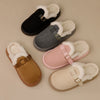 Womens AutumnWinter Indoor Plush Thick-Soled Warm Anti-Slip Cotton Slippers
