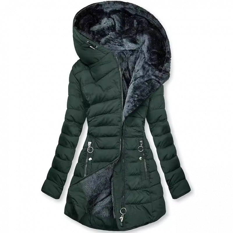 Fashion Long-sleeve Zipper Cotton-padded Coat Women