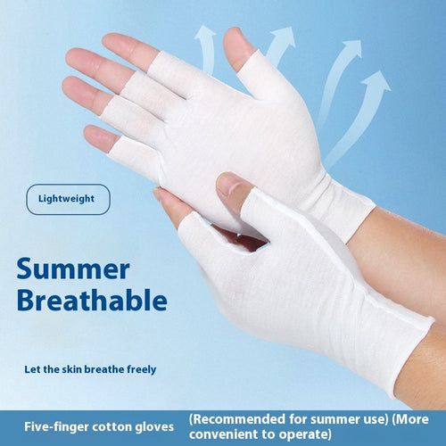 Exposed Five-finger White Cotton Gloves Half-finger And Breathable Sweat-absorbent Thin