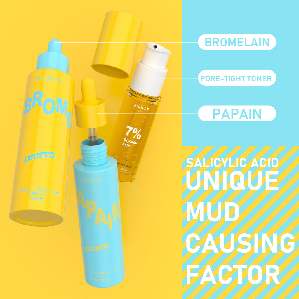 محلول تقشير لطيف من فوفاي، إنزيم البابايا، أحماض ألفا هيدروكسي، أحماض بيتا هيدروكسي