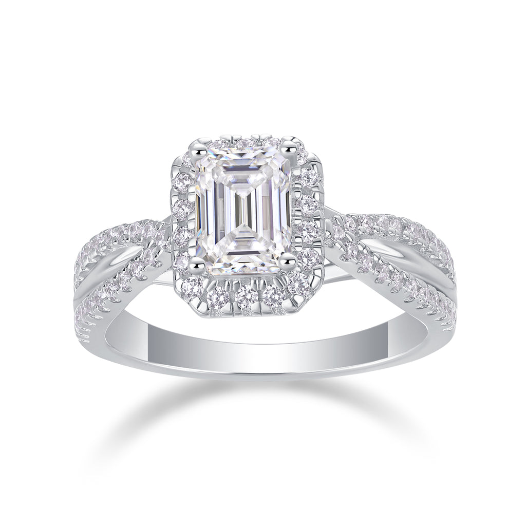 Daytime Dream - A Wedding Ring Set With Top-quality Moissanite S925 Silver And Platinum-plated Diamond. The Ring Can Be Inspected With A Diamond Pen
