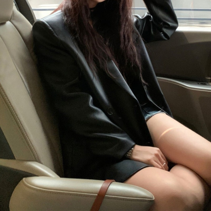 High-end Loose Casual Black Stylish Coat