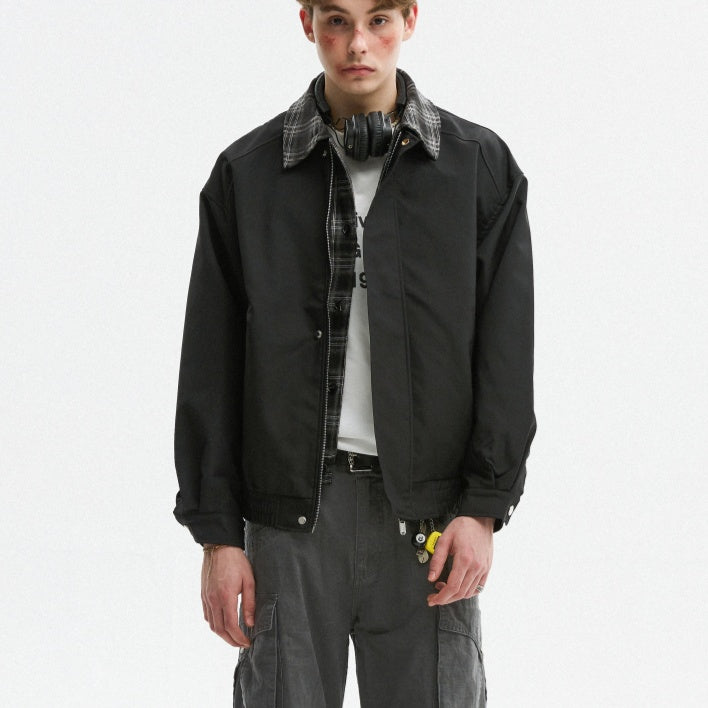 Fake Two-piece Spliced With Autumn Plaid Lapel Jacket
