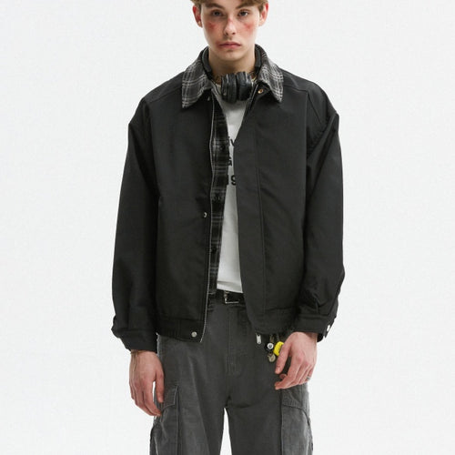 Fake Two-piece Spliced With Autumn Plaid Lapel Jacket