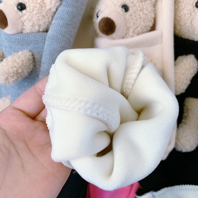 Boys And Girls Detachable Pockets Bear Pants