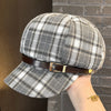 British Retro Plaid Octagonal Hat Women's Spring And Summer