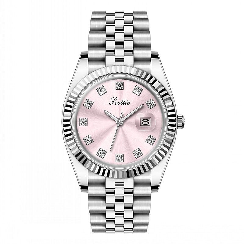 Women's Simple Elegant Solid Steel Belt Calendar Watch