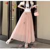 Vintage Belt Pleated Skirt Versatile Slimming High Waist A- Line
