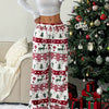 Christmas Plush Warm Pattern Printing Casual And Comfortable Loose Straight Trousers