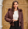 Women's Hooded Large Fur Collar Short Cotton Jacket