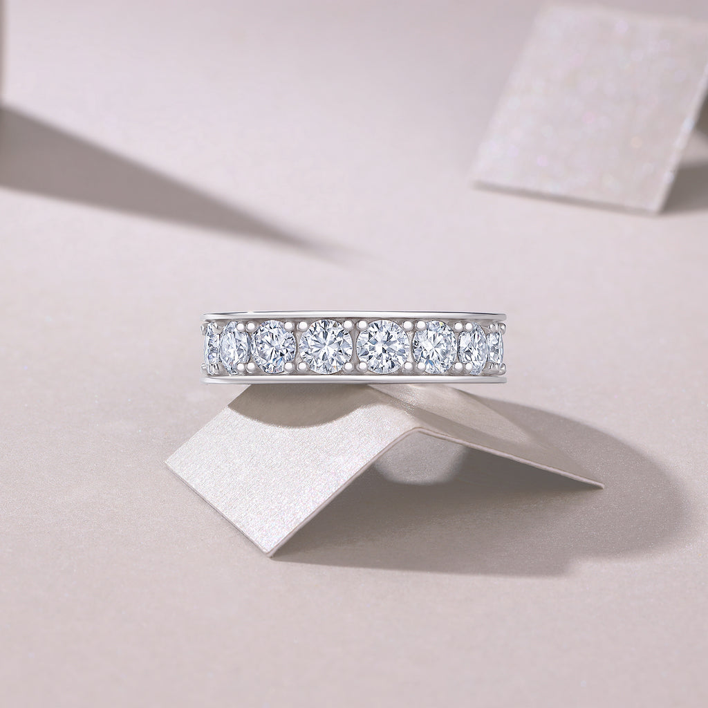 Flowing Cloud Passion - A Wedding Ring Set With 0.3-carat Top-quality Moissanite S925 Silver And Platinum-plated Diamond. The Ring Can Be Inspected With A Diamond Pen