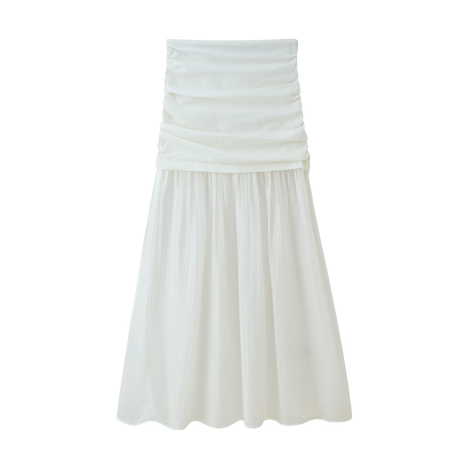 Summer Pleated Decorative Stitching Mid-waist Skirt