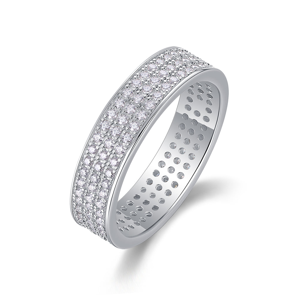 Starlight Shining - A Wedding Ring Set With Top-quality Moissanite S925 Silver And Platinum-plated Diamond. The Ring Can Be Inspected With A Diamond Pen