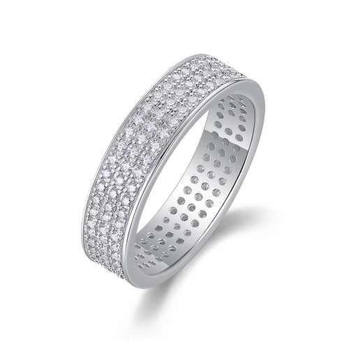 Starlight Shining - A Wedding Ring Set With Top-quality Moissanite S925 Silver And Platinum-plated Diamond. The Ring Can Be Inspected With A Diamond Pen