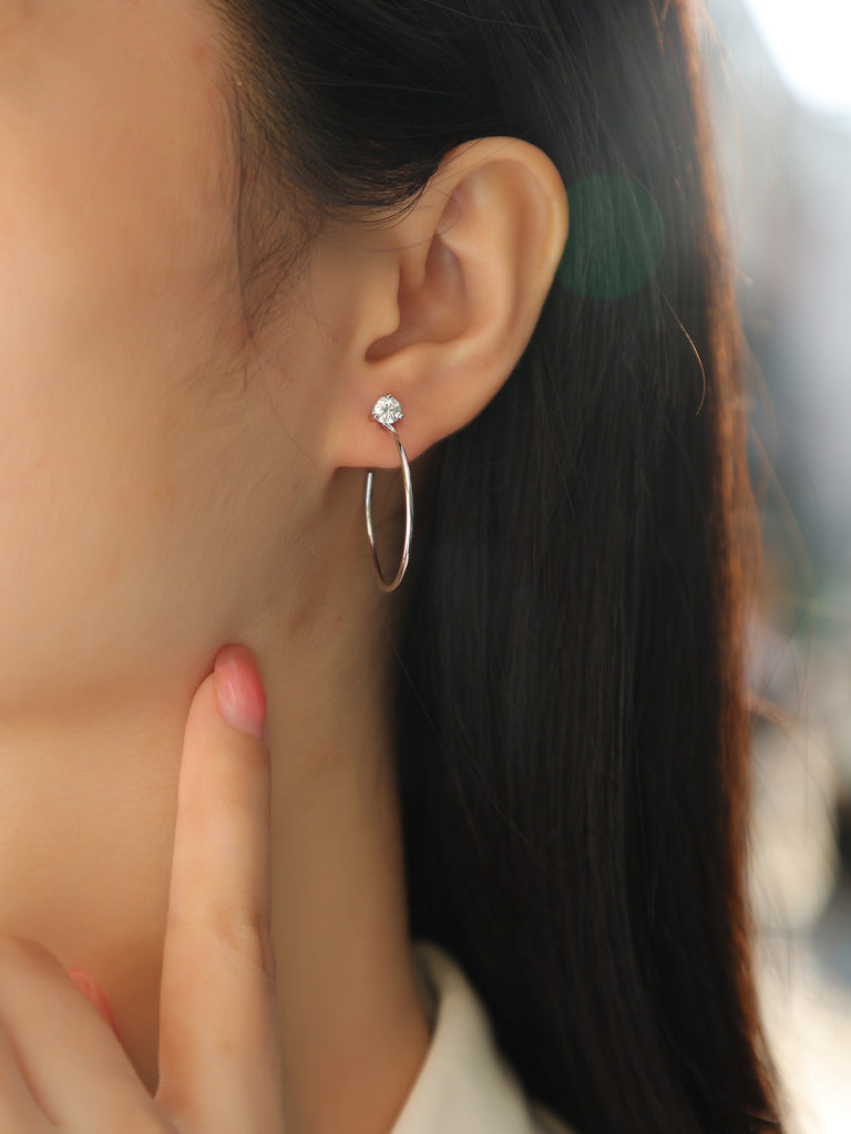 A Charming Afternoon - Earrings Set With Top-quality Moissanite S925 Silver And Platinum-plated Stud Earrings, A Fashionable And Trendy Accessory, Can Be Tested With A Diamond Pen