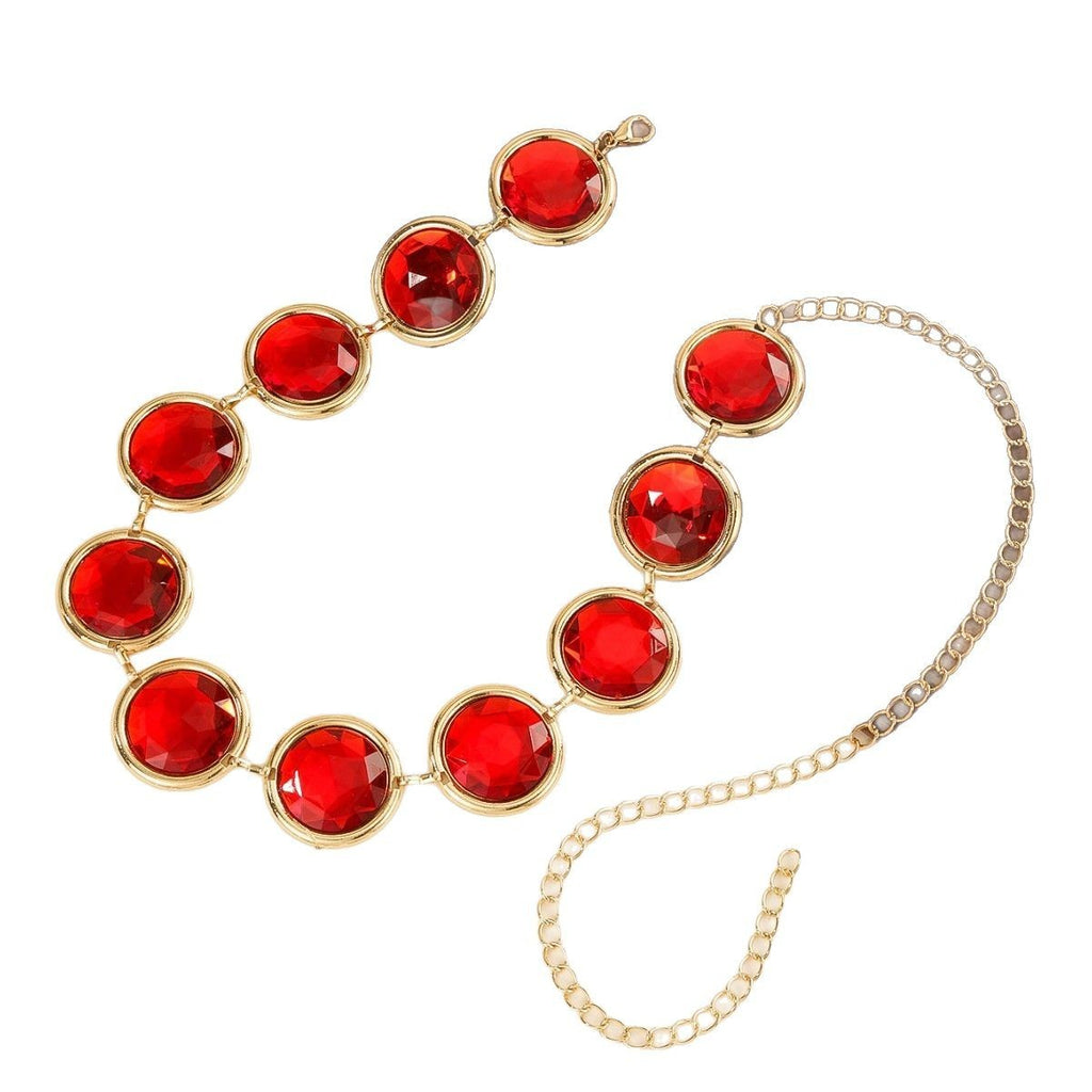 Women's Mirror Casual Decorative Corset Resin Crystal Ruby