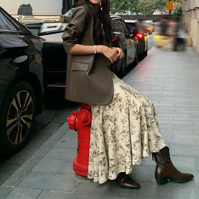 معطف أسود أنيق وعصري فضفاض فاخر