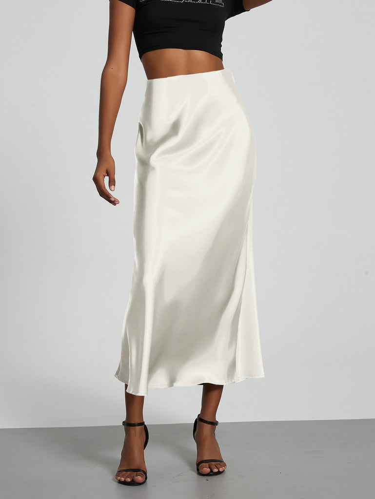 European And American Style Elegant Texture Satin Slimming Straight Mid-length Skirt