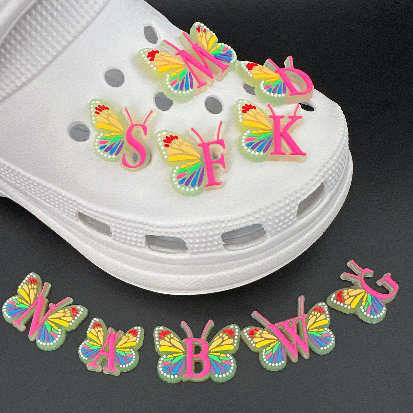 Letter Luminous Butterfly Shoe Ornament Shoe Buckle