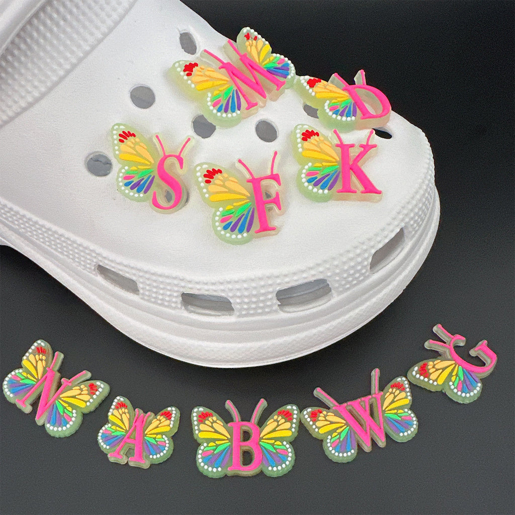 Letter Luminous Butterfly Shoe Ornament Shoe Buckle