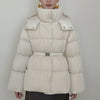 New Waist Belt Down Jacket Women's Waist Slimming Crumpled Thickened Slim Fit